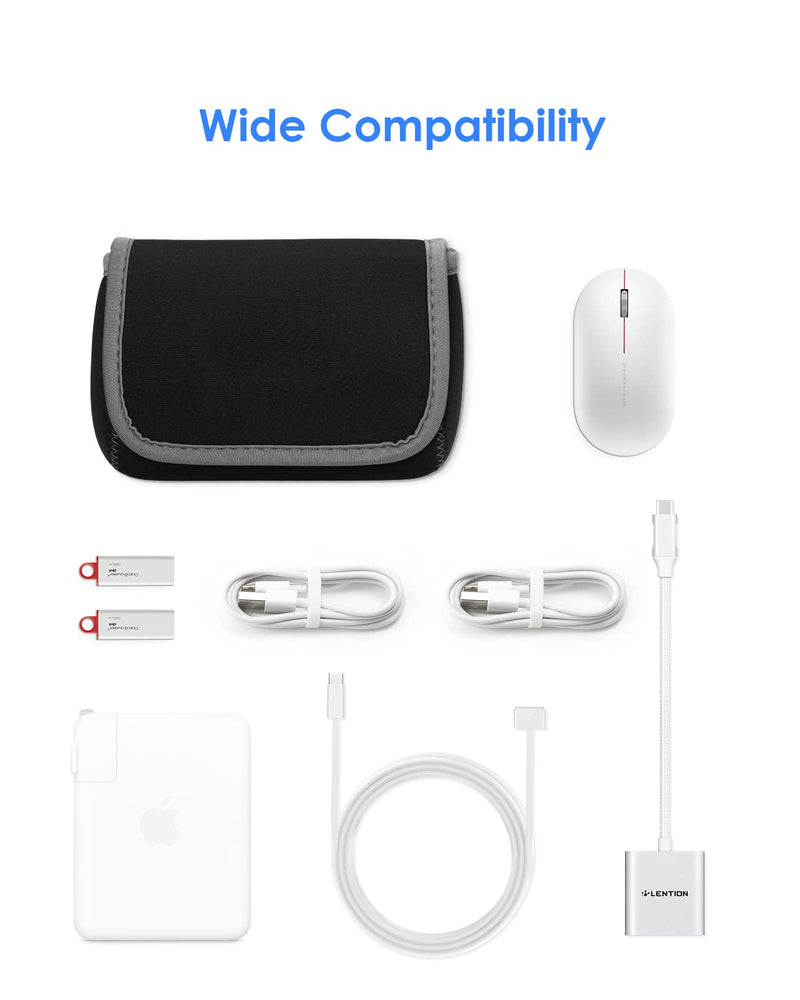 [Australia - AusPower] - LENTION Storage Medium Pouch Bag Cases for Accessories Laptop MacBook Power Adapter, Wireless Mouse, iPhone Chargers, Cellphone, Power Bank, Cord, Travel Cable Electronic Organizer - Dark Gray 6.69 * 4.72 * 2.56 inches 
