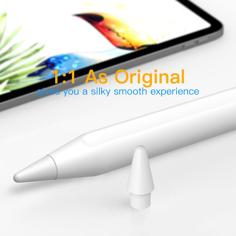 [Australia - AusPower] - Mixblu Pen Tips Compatible for Apple Pencil: 1st/2nd Generation, Replacement 𝟰 𝙋𝙖𝙘𝙠 Pen Like Nibs Accessories for iPad Pencil, White 