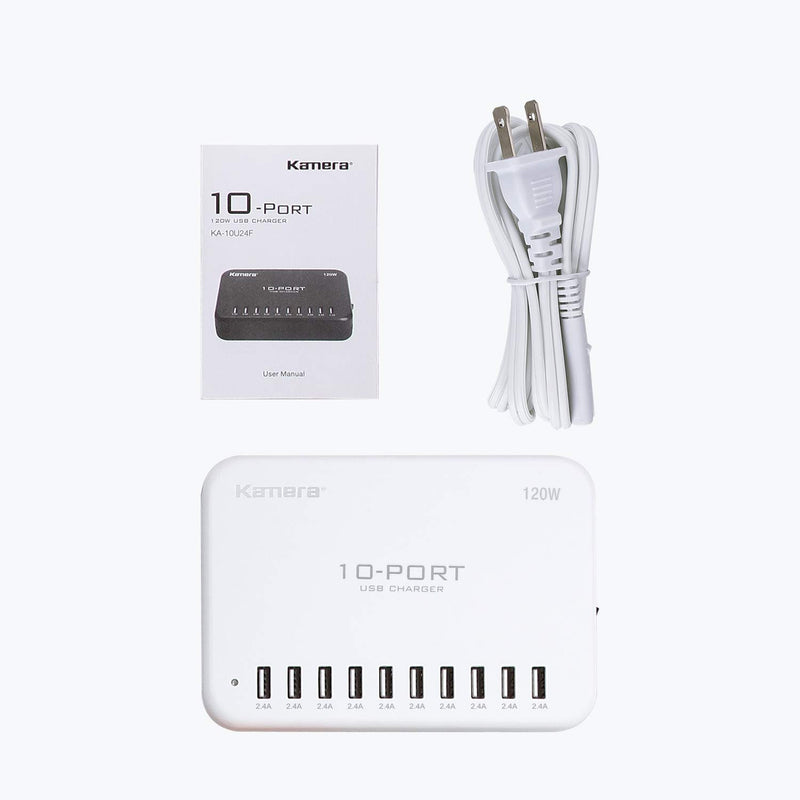 [Australia - AusPower] - USB Charging Station 120W 24A 10-Port International Charger Hub for Multiple Devices iPhone XR XS 8/7/6s/6 Plus/5S, iPad Pro/Air2/ Mini, Galaxy S9/S8/S7/S6 Edge,LG, Nexus 