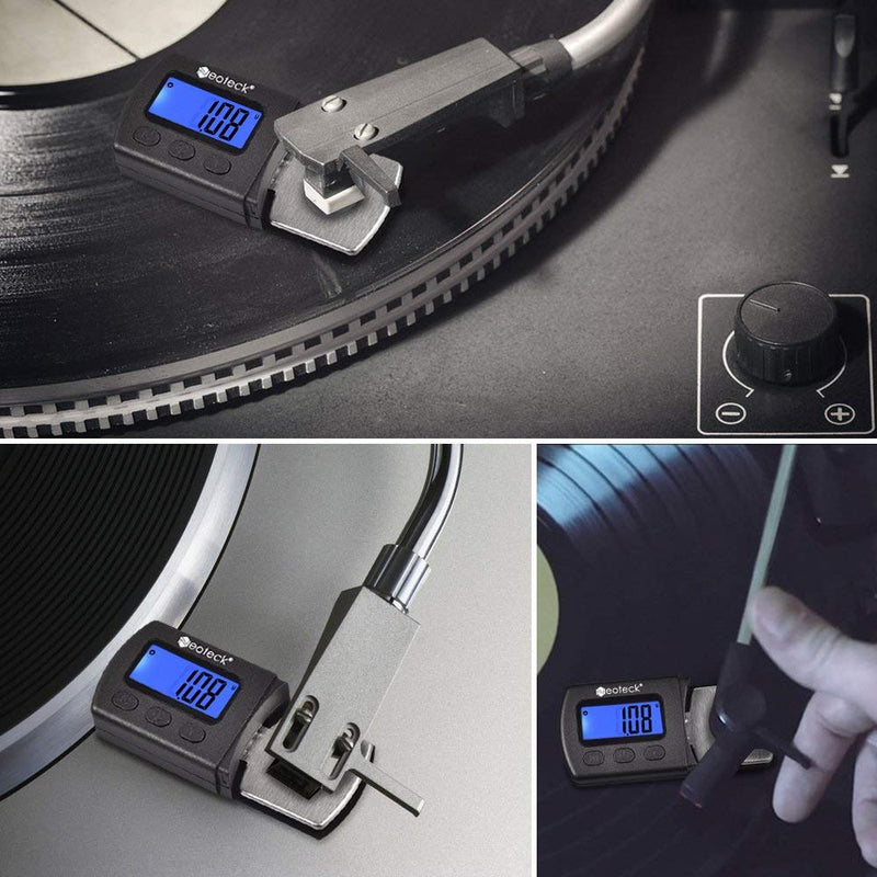 [Australia - AusPower] - Neoteck Digital Turntable Stylus Force Scale Gauge 0.01g/5.00g Blue LCD Backlight for Tonearm Phono Cartridge Black 