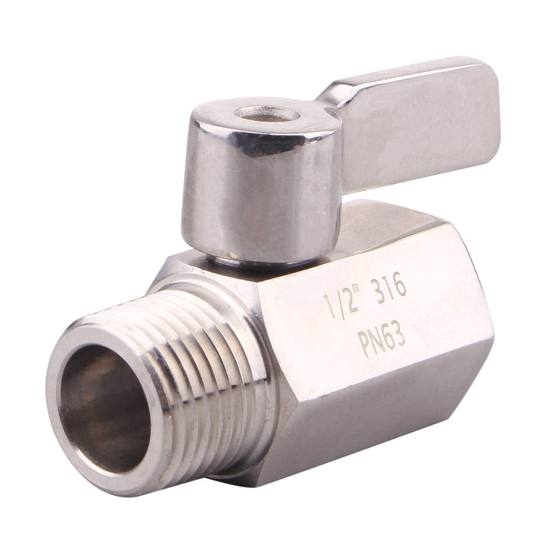 [Australia - AusPower] - DERNORD 1/2" Stainless Mini Ball Valve Female x Male NPT Thread with Stainless Steel Handle Pack of 2 1/2 Inch 