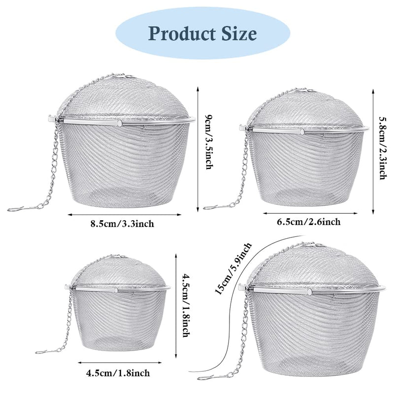 [Australia - AusPower] - 3 Pieces Ultrasonic Cleaner Baskets Set Stainless Steel Ultrasonic Parts Cleaner Jewelry Steam Cleaner Cleaning Basket Mesh Ball Cleaning Holder with Lock and Hook 