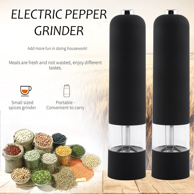 [Australia - AusPower] - Electric Salt and Pepper Grinder, Black Stainless Steel Pepper Mill Grinder with Adjustable Coarseness, Herb Spice Grinder Muller Shaker Kitchen Tools 