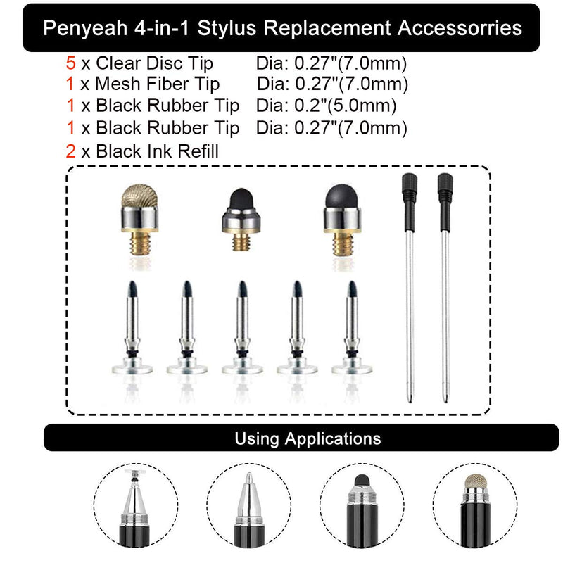 [Australia - AusPower] - Replacement Accessories for Penyeah Stylus Pen P1-Black Ink Black 
