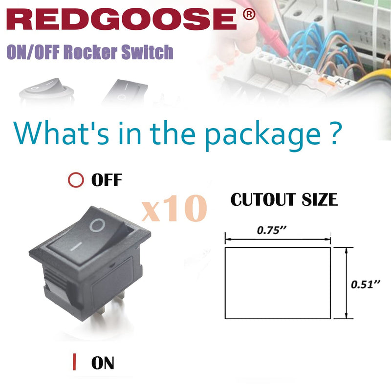 [Australia - AusPower] - 10PCS Mini Boat Rocker Switch,Snap in On/Off Switch 2 pin,AC 6A/250V 10A/125V,Rectangle,Black Rectangle 