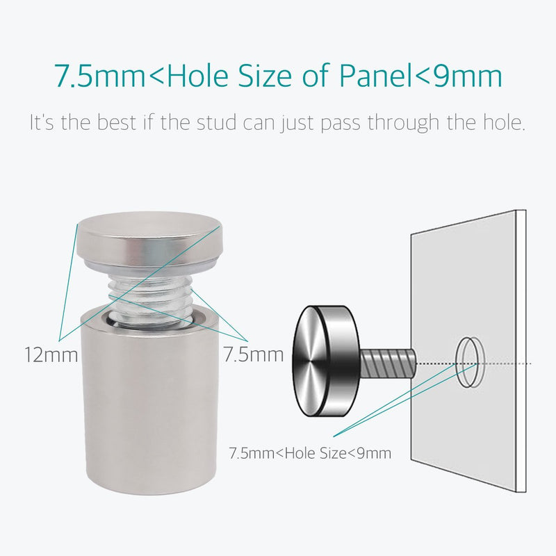 [Australia - AusPower] - Lantee Sign Standoffs - Glass Standoff Wall Mounts Screws Hardware Kit, Stainless Steel Standoff Bolts, 12x20mm, 20 Pcs 1/2" x 3/4" 
