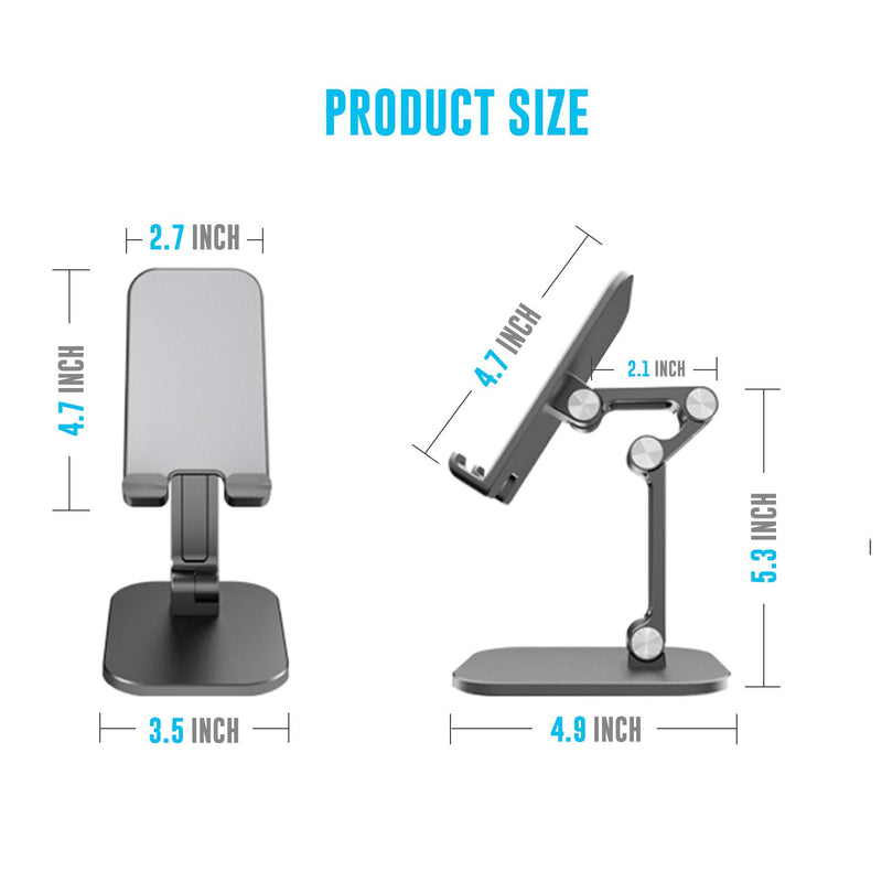 [Australia - AusPower] - Cell Phone Stand, 120° Angle Height Adjustable iPhone Stand for Desk, Foldable Cell Phone Holder iPad Tablet Stand Compatible with iPhone 11 12 13 Pro Max XR SE Smartphone/iPad/Kindle/Tablet Black 