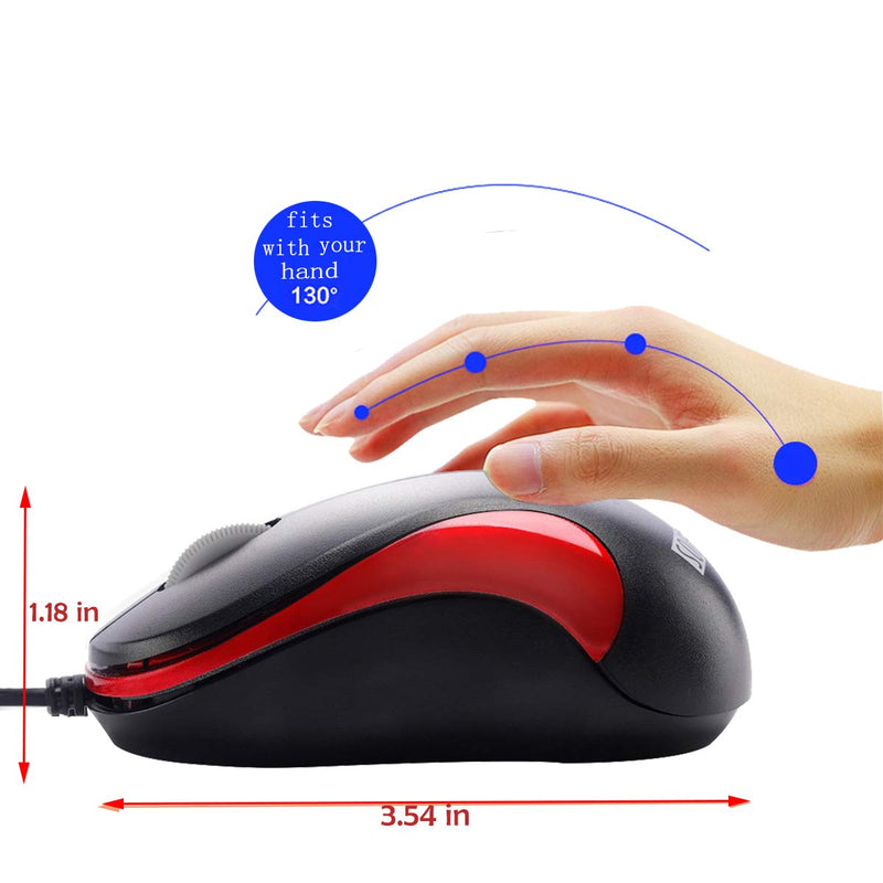 [Australia - AusPower] - USB Mouse 2 Pack for Laptop Computer Mouse Designed Ergonomic Optical Wired Mice for Office and Home use Compatible with Computer Laptop PC Desktop Windows 7/8/10/XP Vista and Mac Red Color by SOONGO RedDouble 
