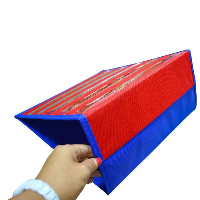 [Australia - AusPower] - VNOM Small Pocket Chart Table Top Double Sided Sentence Strips Pocket Chart Foldable & Self-Standing for Classroom or Home (13”x12”,Blue+Red) 