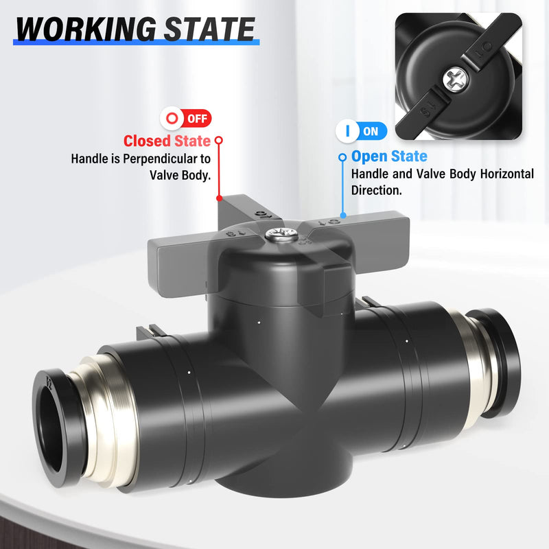 [Australia - AusPower] - TAILONZ PNEUMATIC BVU-3/8 OD Ball Valve Air Flow Control Valve Push to Connect Fitting (Pack of 3） 3/8 Inch 