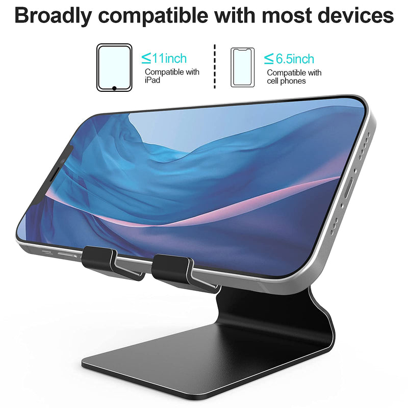 [Australia - AusPower] - Cell Phone Stand, Phone Dock, Cradle, Holder, Aluminum Desktop Cellphone Stand with Cable Collective for Office Desk, Bedside Table Compatible with iPhone 13 12 Pro Max-Black Black 