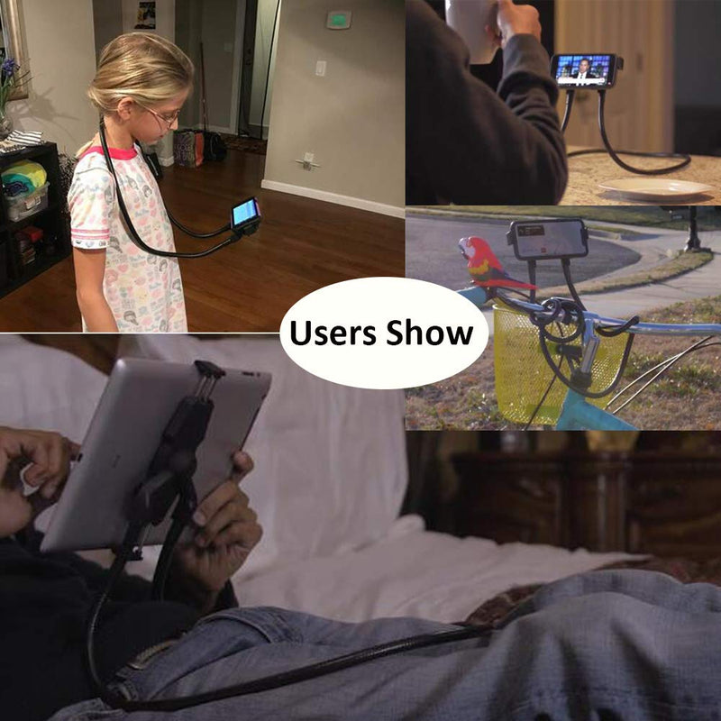[Australia - AusPower] - Lazy Neck Phone Holder Hand-free Rotating Vertical Horizontal Gooseneck Multiple Function Mounts - for Cell Phone,Tablet,iPad,Kindle,iPhone,Samsung,and Other Smartphone Devices Multi Angle Holder 