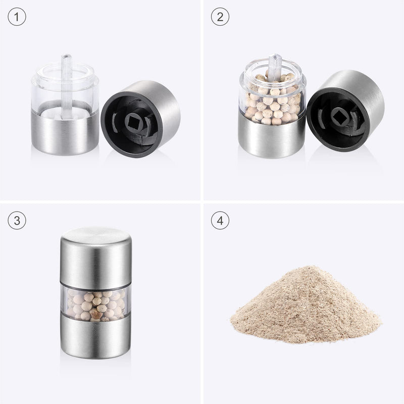 [Australia - AusPower] - Stainless Steel Salt and Pepper Grinder Set of 2 - Adjustable Ceramic Sea Salt Grinder & Pepper Grinder - Glass Salt and Pepper Shakers with Stash Bag 