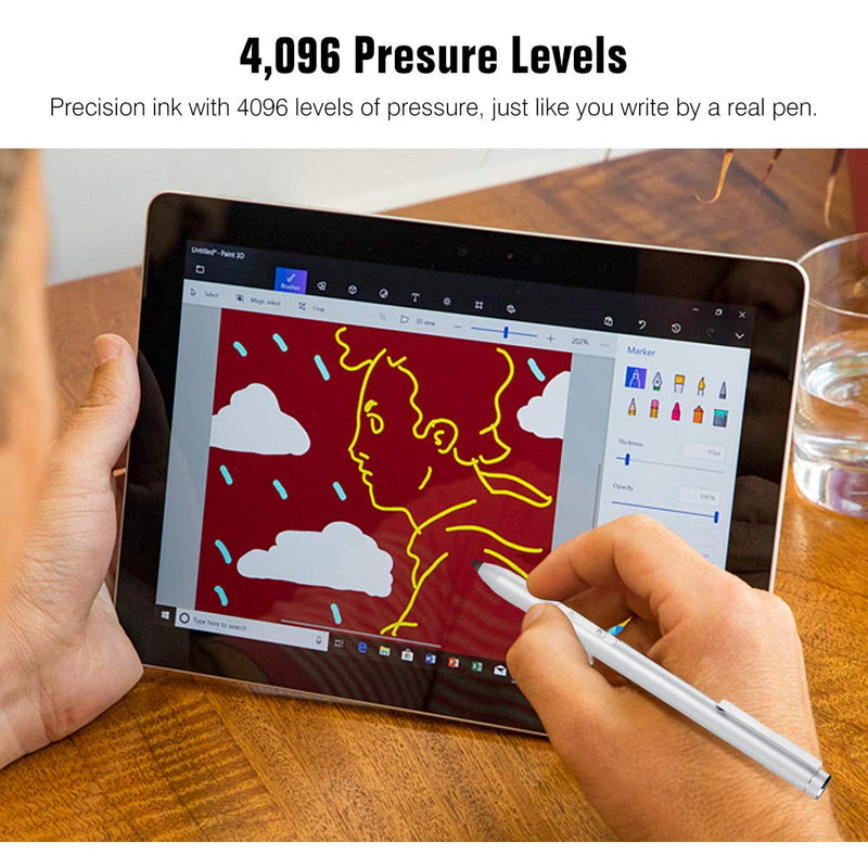[Australia - AusPower] - TiMOVO Pen for Surface, Surface Stylus Pen ffor Surface Pro 8/7+/X/7/6/5/4/3,Surface Go 3/Go 2/Go/3,Surface Laptop 4/3/2/1,Surface Book/Studio/Duo,4096 Level Pressure, 300 Days Standby, Silver 