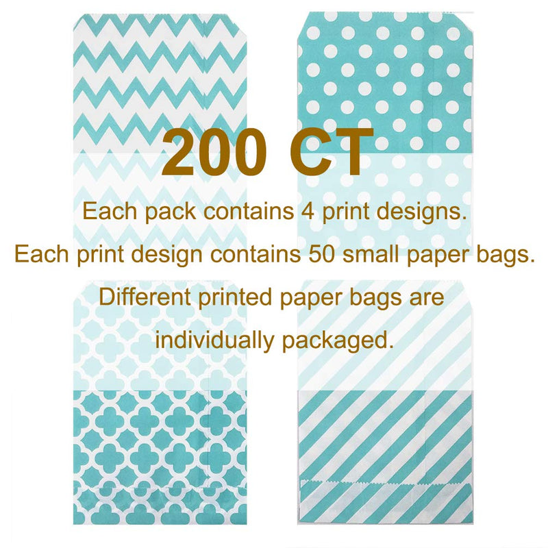 [Australia - AusPower] - KEYYOOMY 200 Pcs Candy Buffet Bags Small Paper Treat Bags (Teal Blue, 5 inch X 7 inch) Teal (Pack of 200) 