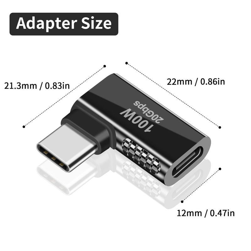 [Australia - AusPower] - Duttek 90 Degree USB C Adapter PD 100w, Right Angle USB C Extender Adapter, 90 Degreer USB Type C Male to Female Support 20Gbps Data Transfer for steam Deck Accessories, Laptop, Tablet 2 Pack Right angled USB C male to female adapter 