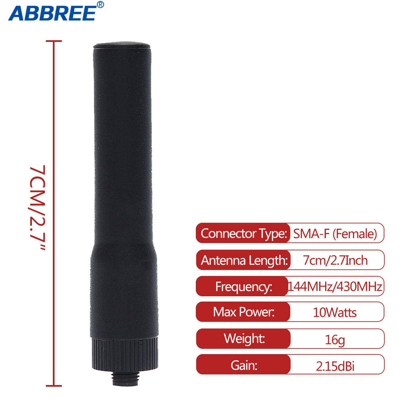 [Australia - AusPower] - ABBREE ST20 Dual Band SMA-Female 144MHz/430MHz Rubber Antenna for gmrs Radio BAOFENG UV-5R BF-888S UV-82 UV-9R Plus Two Way Radio Handheld Antenna ST20 2.7“ VHF/UHF 