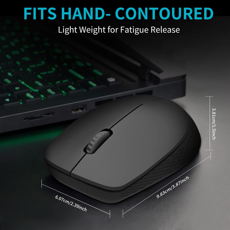 [Australia - AusPower] - RAPOO Bluetooth 2.4G Wireless Mouse, 2 Bluetooth Channels with 1 USB Receiver Noiseless Mouse, Connect up to 3 Devices, Portable Computer Mice for PC, Tablet, Laptop-Black BLACK 