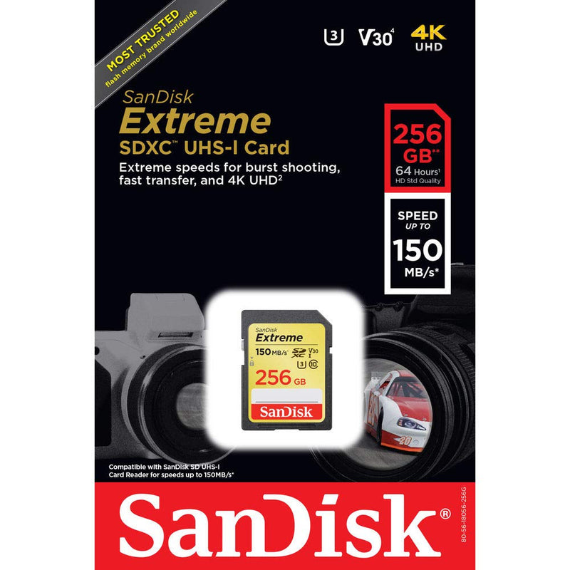 [Australia - AusPower] - SanDisk 256GB Extreme SDXC UHS-I U3 Memory Card, Up to 150MB/s Read Speed 