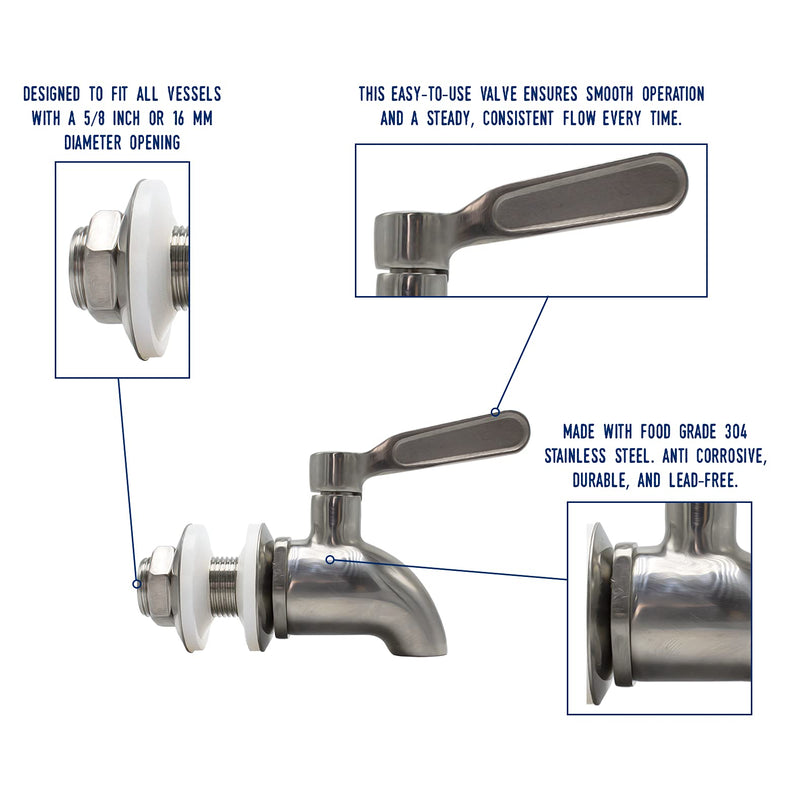 [Australia - AusPower] - Fermentaholics Beverage Dispenser Replacement Spigot, Stainless Steel Spigot, Dispenser Replacement Faucet Polished Finished 