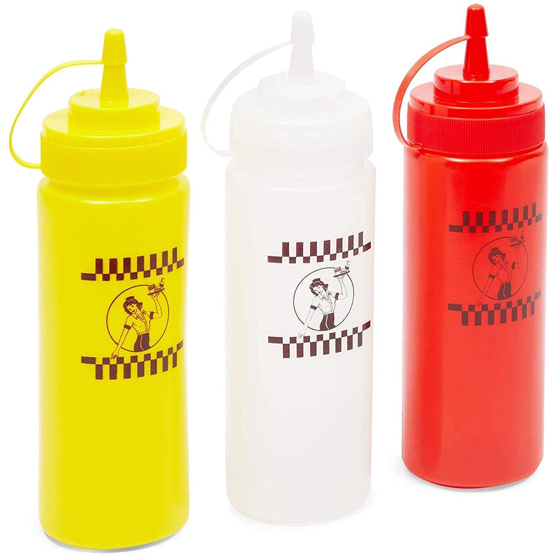 [Australia - AusPower] - Plastic Condiment Squeeze Bottles in Red, Yellow, Clear (12 oz, 3 Pack) 