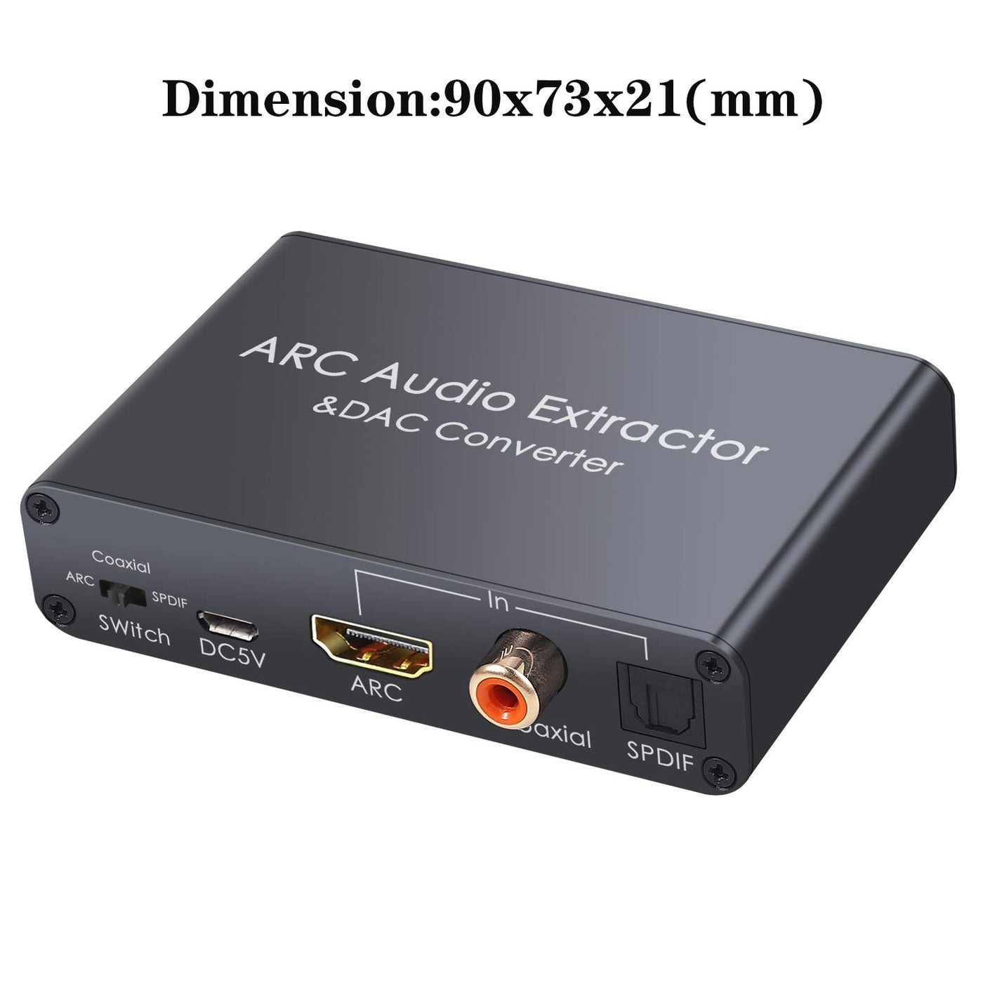192KHz HDMI eARC Audio Extractor, HDMI to HDMI with Optical SPDIF + Coaxial  + 3.5mm Stereo + RCA L/R Audio Adapter Converter Support Dolby Digital