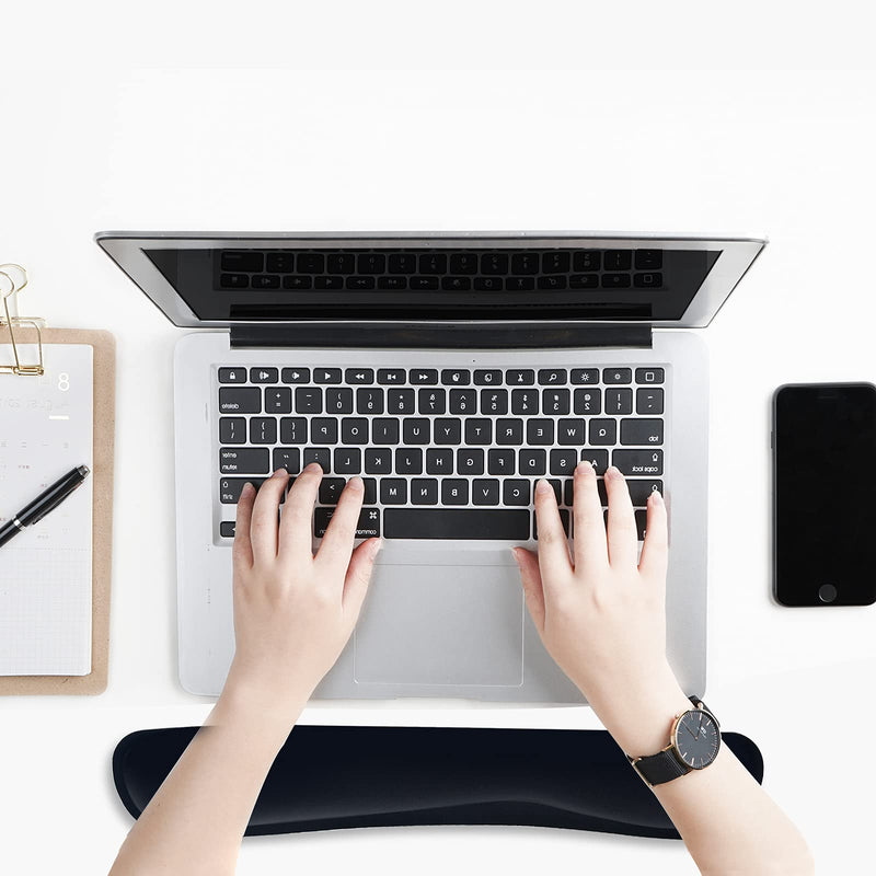[Australia - AusPower] - Xmaxbel Keyboard Wrist Rest, Memory Foam Wrist Pad for Keyboard, Keyboard Wrist Support Cushion with Nonslip Rubber Base and Ergonomic Design (Black), 16.93 x 3.35 x 0.78 inches 