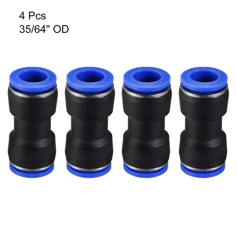 [Australia - AusPower] - uxcell Plastic Straight Union Push to Connect Tube Fitting 14mm OD Push Fit Lock Blue 4pcs 
