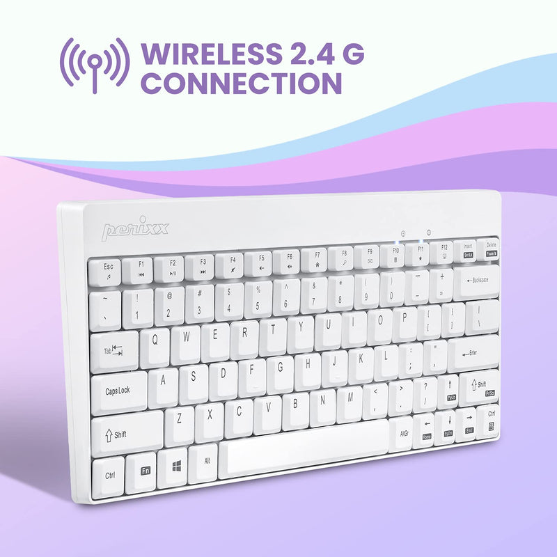 [Australia - AusPower] - Perixx Periduo-712W Wireless Mini Keyboard and Mouse Set, White, US English Layout,PERIDUO-712 