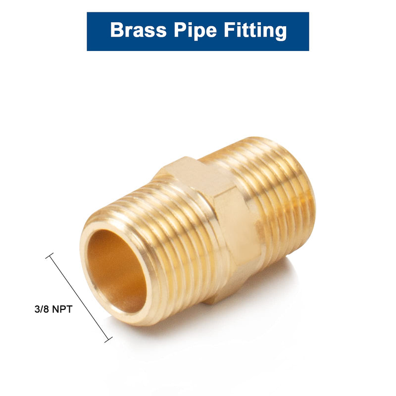 [Australia - AusPower] - BathAce Solid Brass Hex Nipples , Thread-Good Airtightness, Heavy Brass Pipe Adapter Fittings, Equal Connectors (3/8 NPT x 3/8 NPT Male, 5) 3/8 NPT x 3/8 NPT Male 