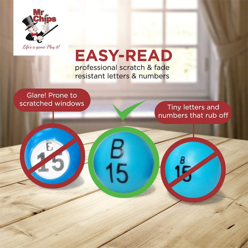 [Australia - AusPower] - MR CHIPS Easy Read 7/8" Bingo Balls with Fade and Scratch Resistant Large Numbers and Large Letters That Will Never Rub Off 