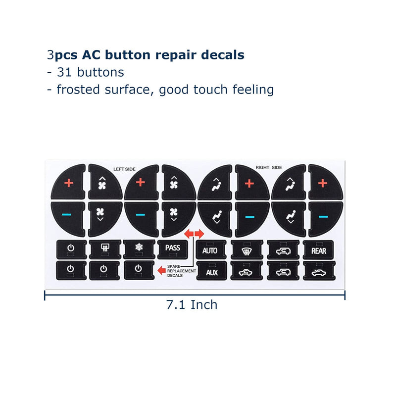 [Australia - AusPower] - Ombialo AC Dash Button Repair Kit, Stickers Decals Compatible with GM Vehicles, GMC Chevrolet Tahoe Yukon Acadia Sierra 2006-2014 3Pcs 3 AC31 