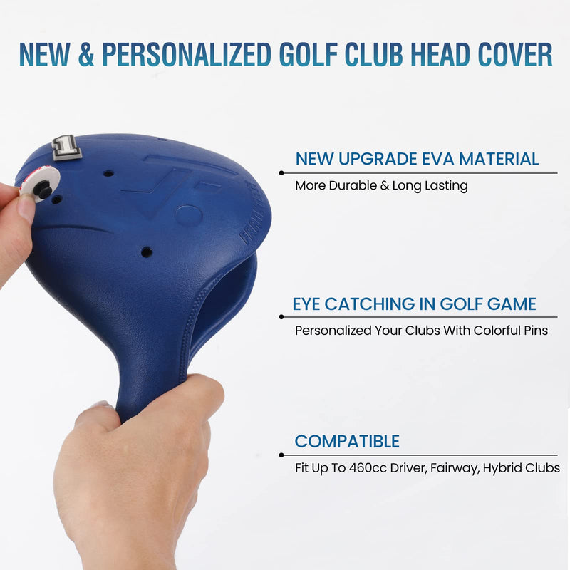 [Australia - AusPower] - Golf Club Covers, 4pcs or 1pc EVA Plastic Golf Head Covers for Driver Fairway Woods Hybrid, Driver Headcover with Pins, Fit All Right-Handed Golf Clubs, Easy On Off, Washable, Funny BLUE #1 