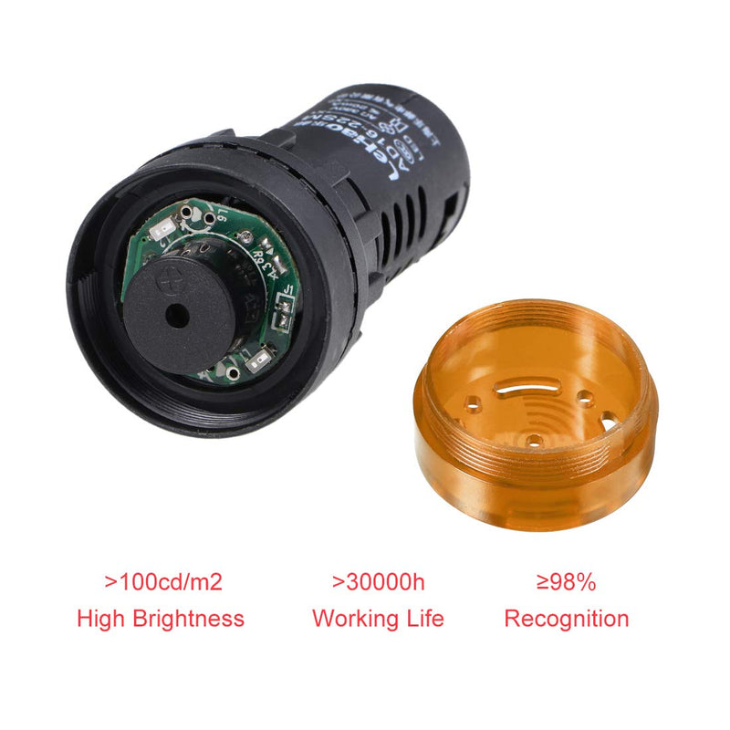 [Australia - AusPower] - uxcell 5Pcs Yellow Indicator Light with Buzzer AC/DC 24V, 22mm Panel Mount Flashing Alarm, for Electrical Control Panel, HVAC, DIY Projects 