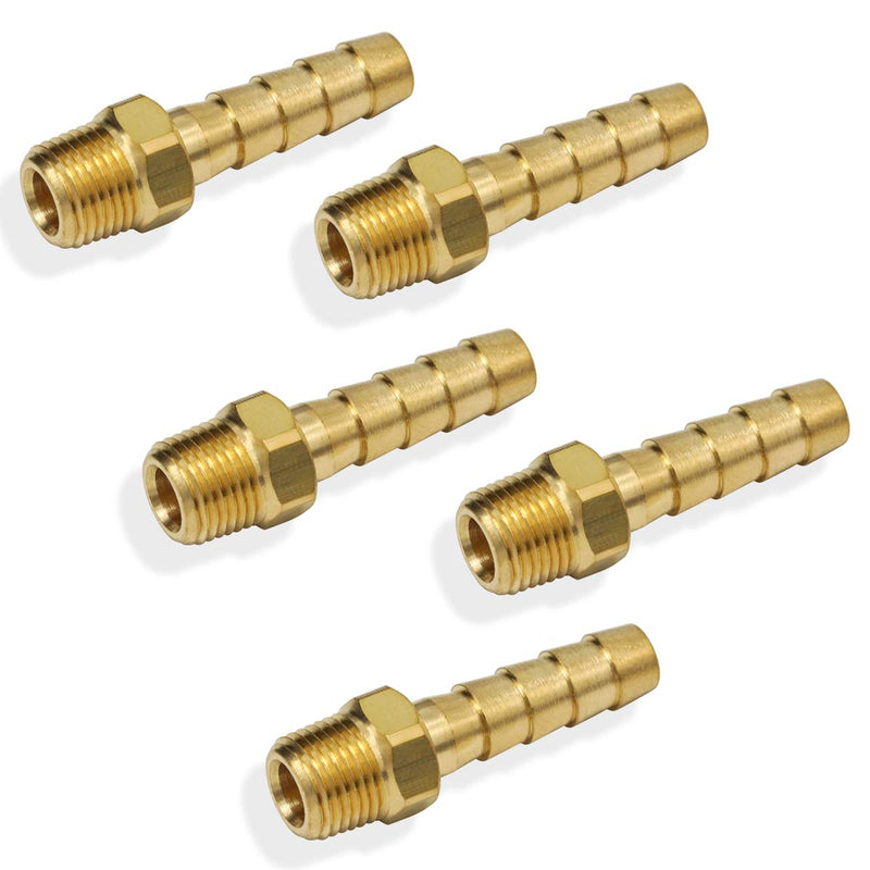 [Australia - AusPower] - Boeray Hose Barb Fittings 1/4 Inch Barb to 1/8 Inch NPT Male Thread Air Hose Fitting Adapter Pack of 5 1/4" Barb to 1/8" 