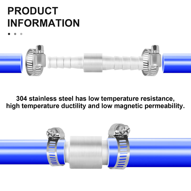 [Australia - AusPower] - TAISHER 5PCS 304 Stainless Steel Hose Barb Fittings 5/16 Inch to 1/4 Inch Barb Hose, Hose Barb Reducer Splicer Mender Union Air Water Fuel with 10PCS Hose Clamp 5/16" Barb x 1/4" Barb 