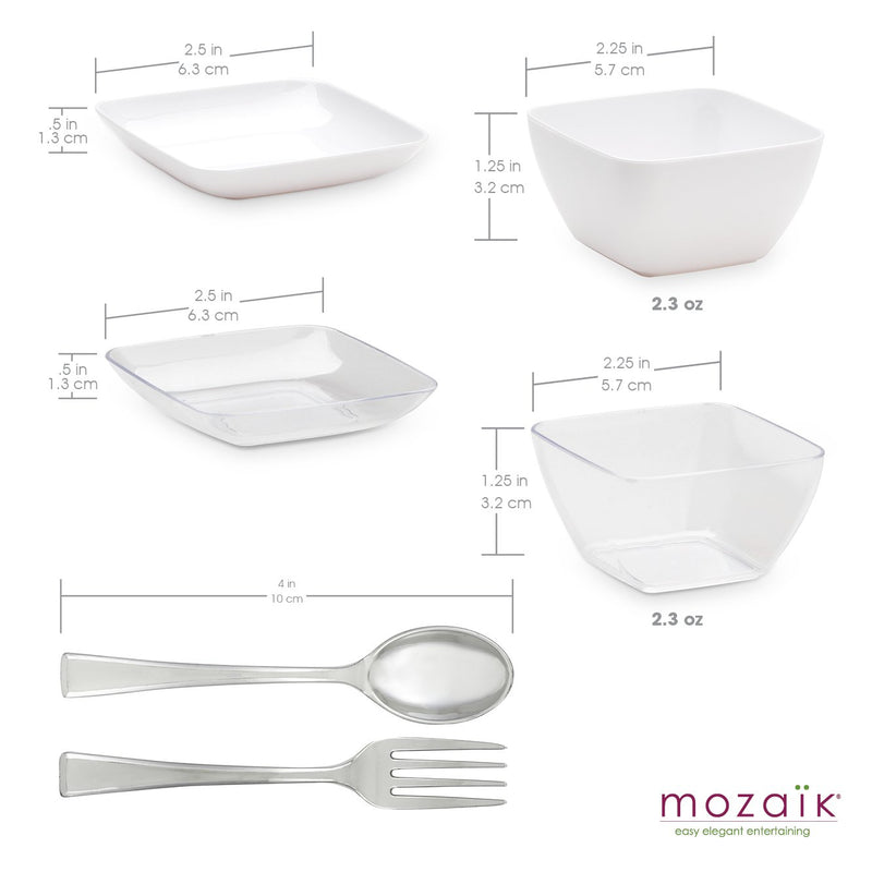 [Australia - AusPower] - Mozaik Premium Plastic Mini Appetizer & Dessert Tasting Set, 96 pieces (MMAPP96) Stainless Steel 