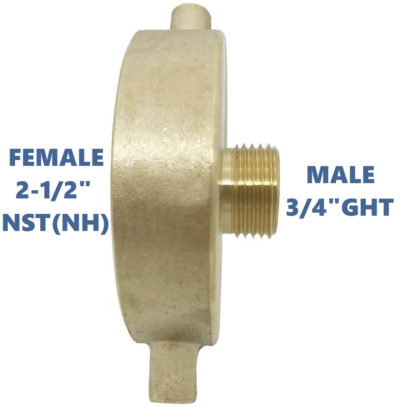 [Australia - AusPower] - Happy Tree 2-1/2" NST (NH) Female x 3/4" GHT Male Brass Fire Hydrant Adapter with Pin Lug Brass Fire Equipment Brass Hydrant to Garden Hose Adapter 2-1/2"NH x 3/4"GHT 