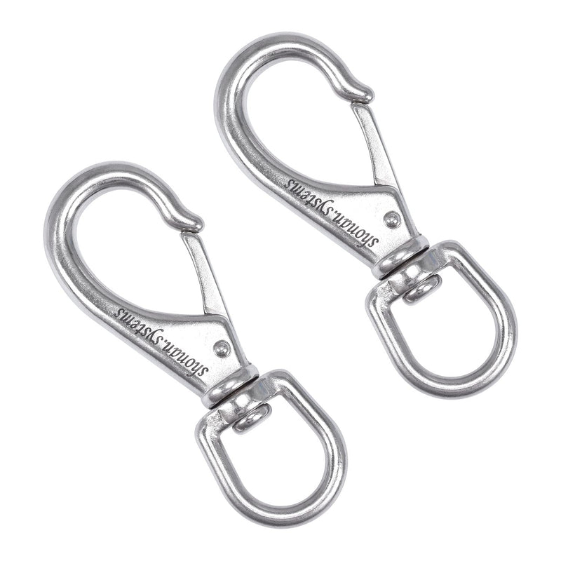 [Australia - AusPower] - SHONAN Large Stainless Steel Swivel Snap Hooks, 2 Pack 4.6 Inch Large Spring Snaps, Heavy Duty Boat Hooks, Spring Hooks for Boat Anchor Ropes and Cables 