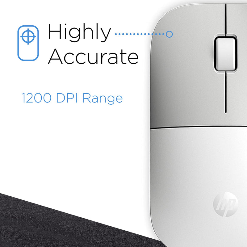 [Australia - AusPower] - HP Z3700 White Wireless Mouse RF Optical 1200DPI Ambidextrou unique 