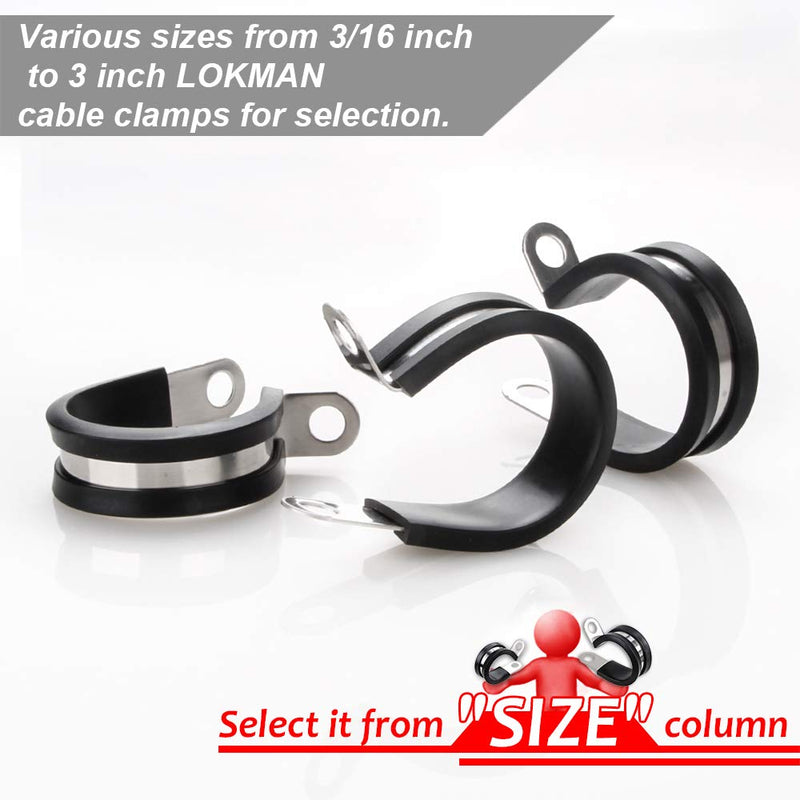 [Australia - AusPower] - Cable Clamp, Lokman 12 Pack 1 Inch Stainless Steel Cable Clamp, Pipe Clamp, Metal Clamp, Rubber Cushioned (1 Inch) 