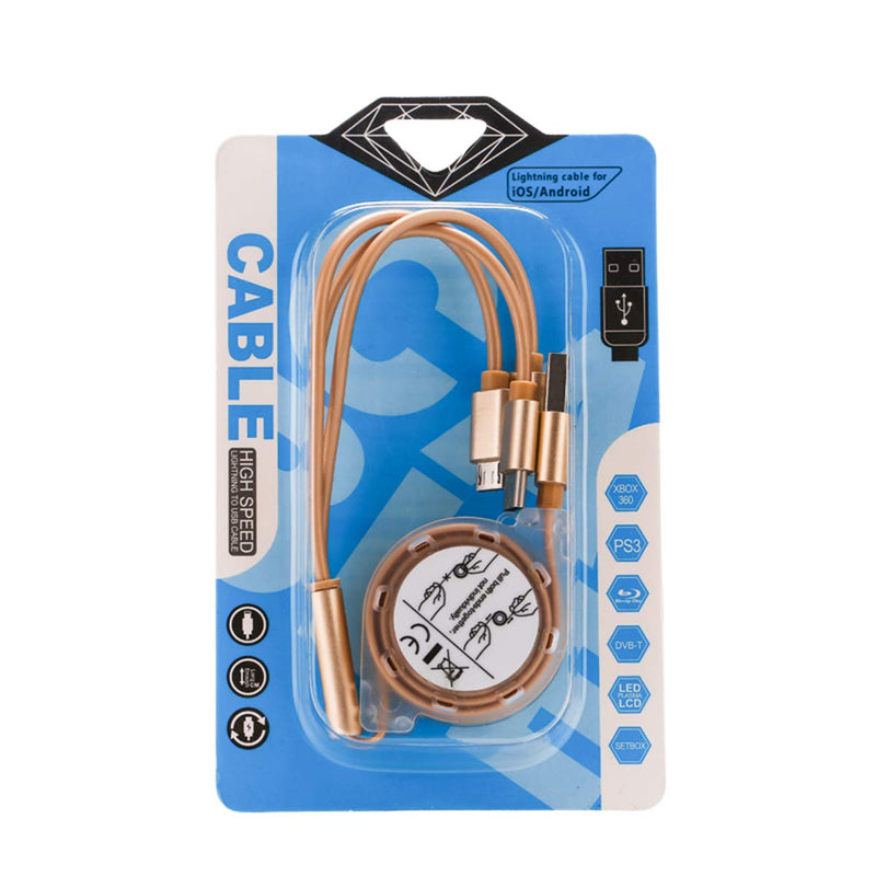 [Australia - AusPower] - USB Charger Cable,3.2Ft 3 in 1 Retractable Charging Cord Adapter Port Connectors, Compatible Cell Phones Tablets and More Universal Use (Blue) blue 
