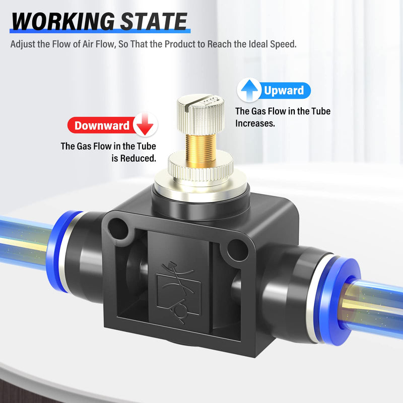[Australia - AusPower] - TAILONZ PNEUMATIC Air Flow Control Valve with Push-to-Connect Fitting, in-Line Speed Controller Union Straight - 8MM Tube OD x 8MM Tube OD SCF-8 （Pack of 5） 