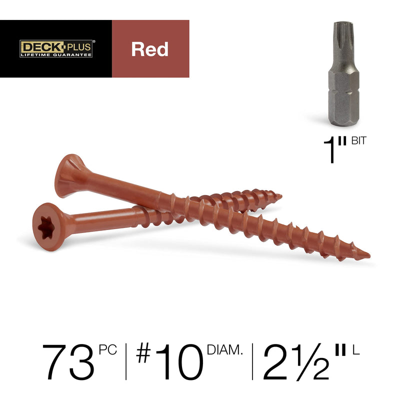 [Australia - AusPower] - Deck Plus 48429 Wood Screws #10 x 2-1/2", Red, 1lb Box #10 x 2-1/2" 