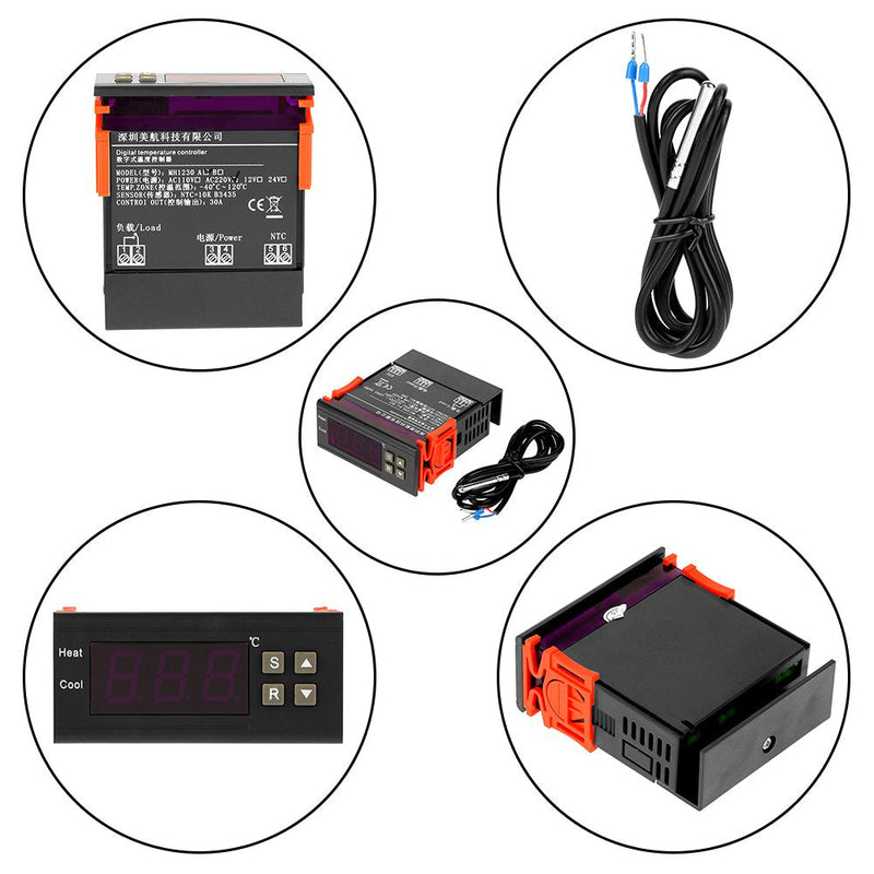 [Australia - AusPower] - 30A Digital Temperature Controller Refrigeration Heating Regulator with Heat and Cool Control MH1230A AC220V 