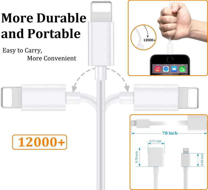[Australia - AusPower] - Lightning Extension Cable for iPhone iPad, 6FT [Apple MFi Certified] iPhone Charger Extension Cable Male to Female Connector, Lightning Cable Extender Support Charge+Audio+Video+Data Transfer, White 