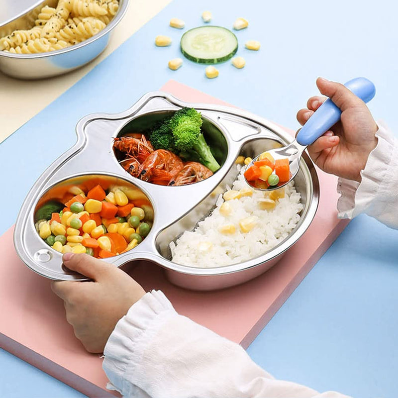 [Australia - AusPower] - 6 Pieces Toddler Utensils Stainless Steel Baby Forks and Spoons Silverware Set Kids Silverware Children's Flatware Kids Cutlery Set with Round Handle for LunchBox, 3 x Safe Forks,3 x Children Spoons blue/green/pink 