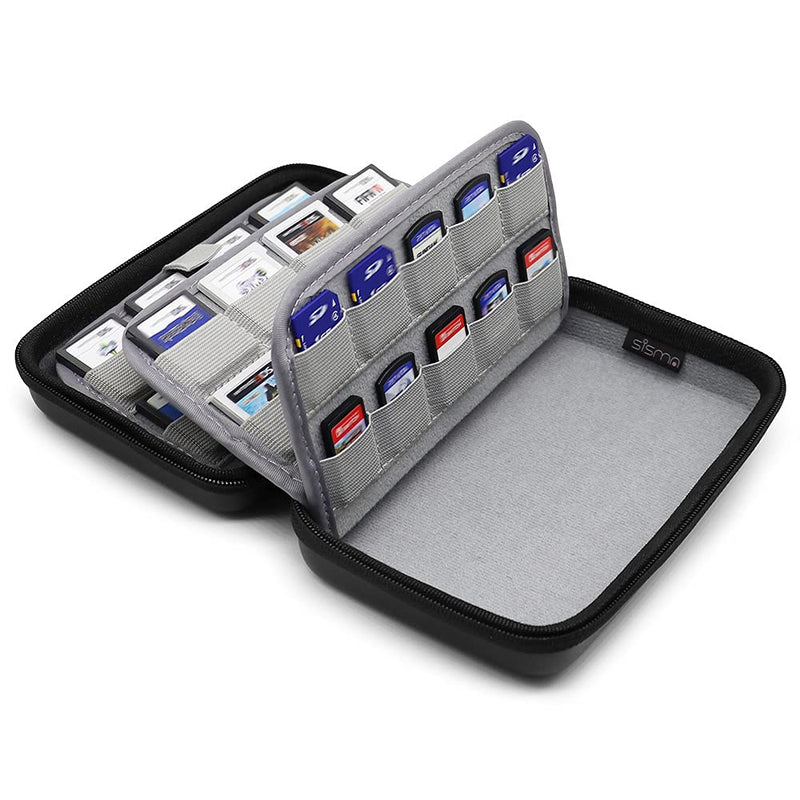 [Australia - AusPower] - sisma 72 Switch Game Card Holder Storage Case for 40 Switch Games and 32 DS 3DS Games, Hard Shell Game Cartridges Organizer Compatible with Nintendo Physical Games or SD Cards, Black 
