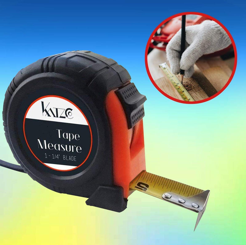 [Australia - AusPower] - Katzco Retractable Tape Measure 25 Feet Long – Durable and Heavy-Duty Tape Measure – for Commercial and Residential Use – for Science Projects, Construction Site, Handy Man 