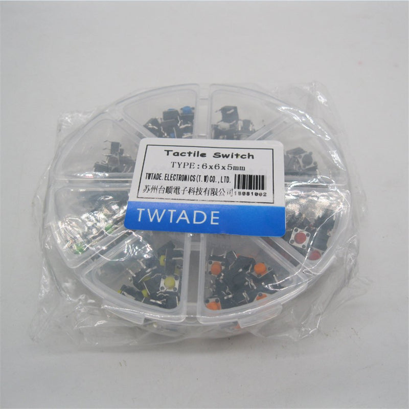 [Australia - AusPower] - TWTADE 160PCS Momentary Tactile Touch Micro Push Button Switch tact 6x6x5mm Tactile Switch kit,Each Color 20PCS Red Blue Black Green White Yellow Brown 